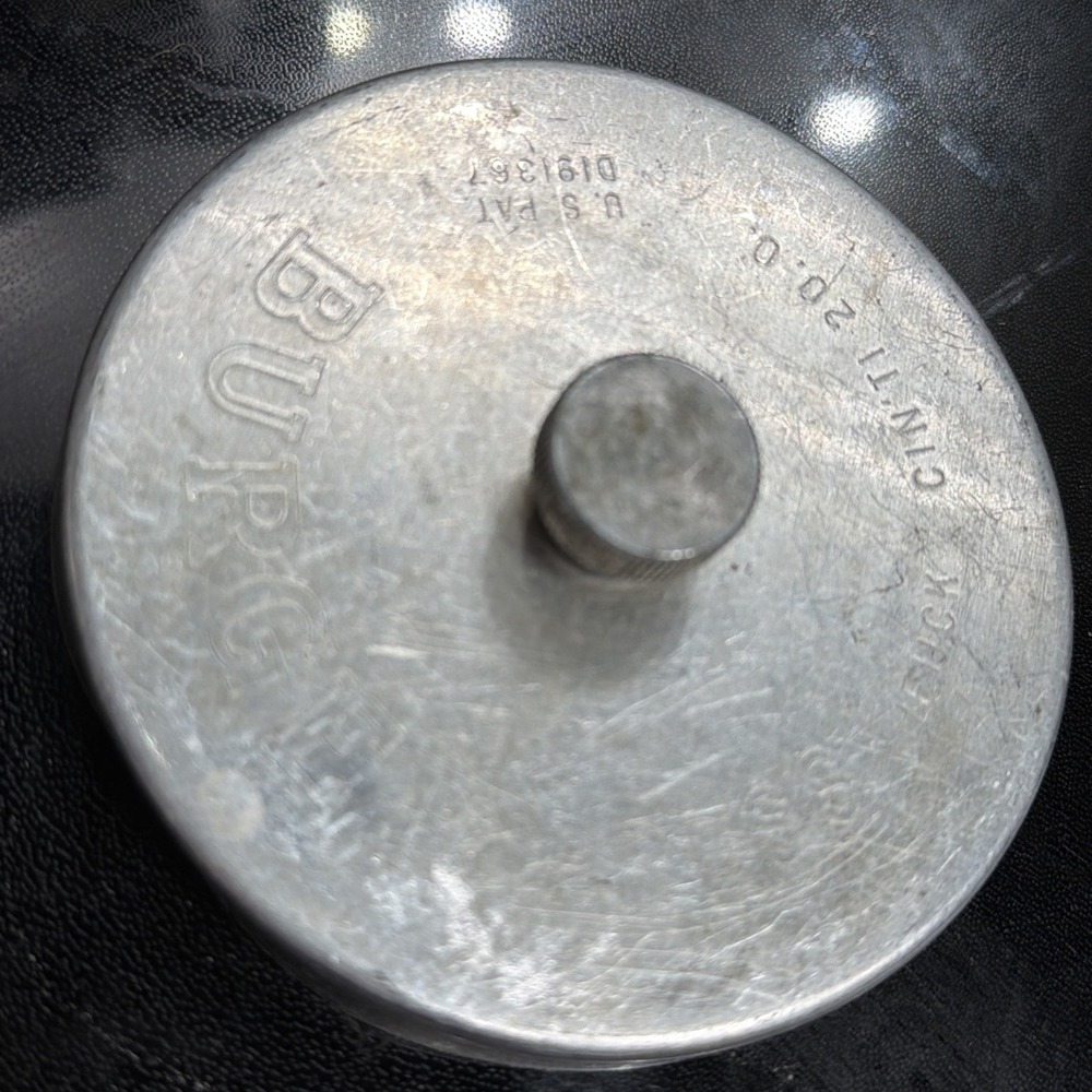 Vintage 1960s Heuck Burger Press Metal  CIN'TI  20.0.  US Pat D191367 USA  EUC
